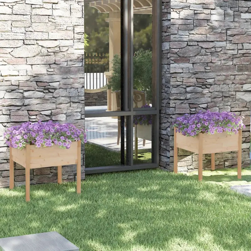 Bloempot van massief grenenhout voor buiten plantenbakken en tuinaccessoires - Naturel / 2 - Bloempotten & plantenbakken