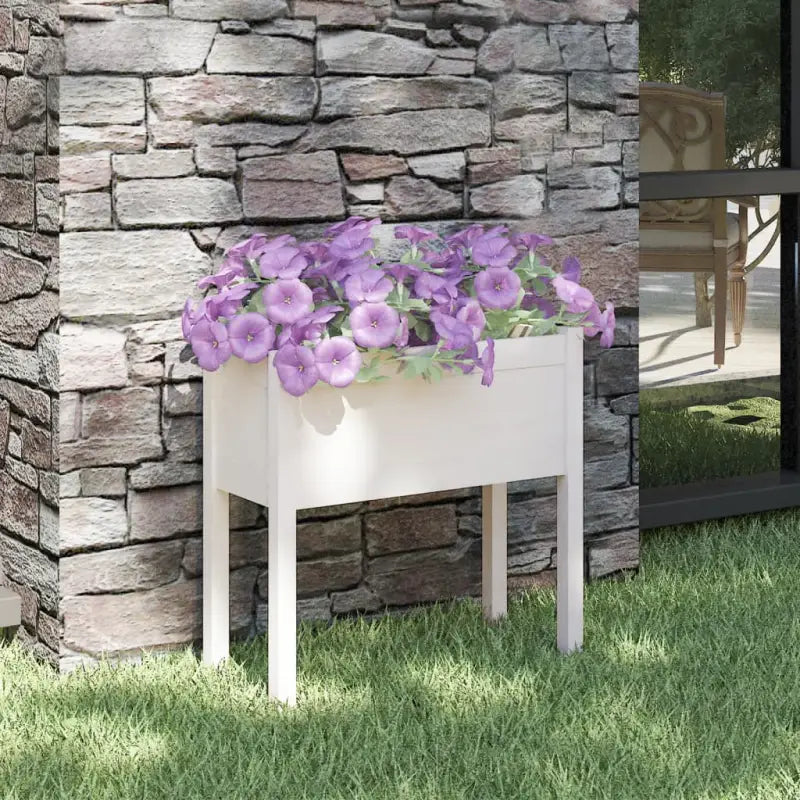 Bloempotten en plantenbakken van massief grenenhout voor je tuin - Wit / 1 - Bloempotten & plantenbakken
