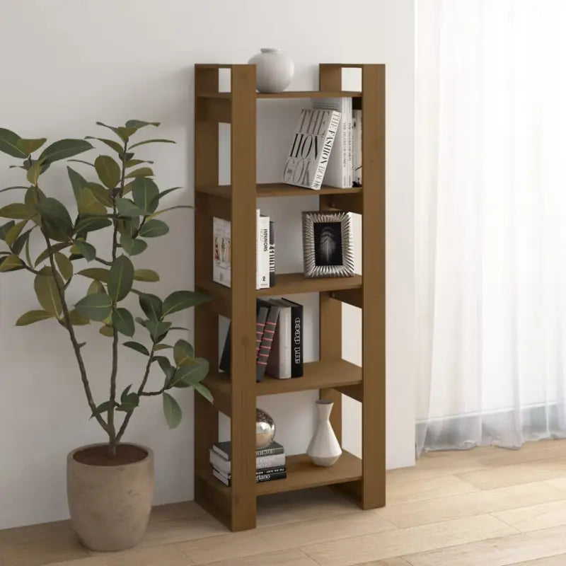 Boekenkast biedt decoratie en praktisch gebruik met massief grenenhout - Honingbruin / 1 - Boekenkasten