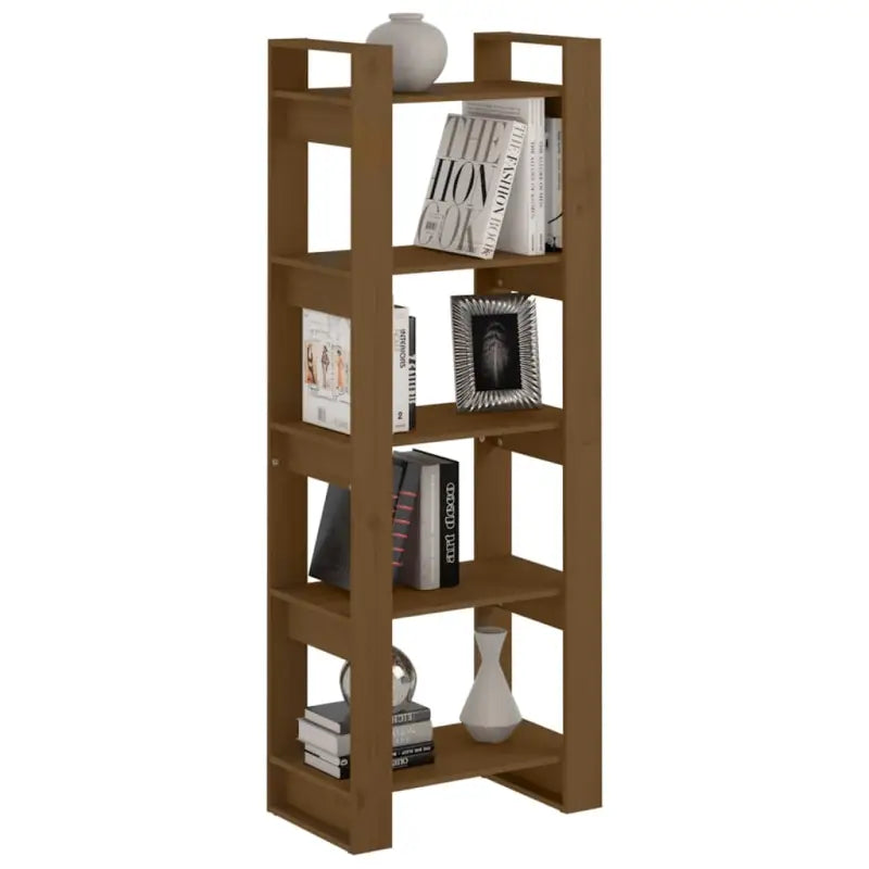 Boekenkast biedt decoratie en praktisch gebruik met massief grenenhout - Honingbruin / 1 - Boekenkasten