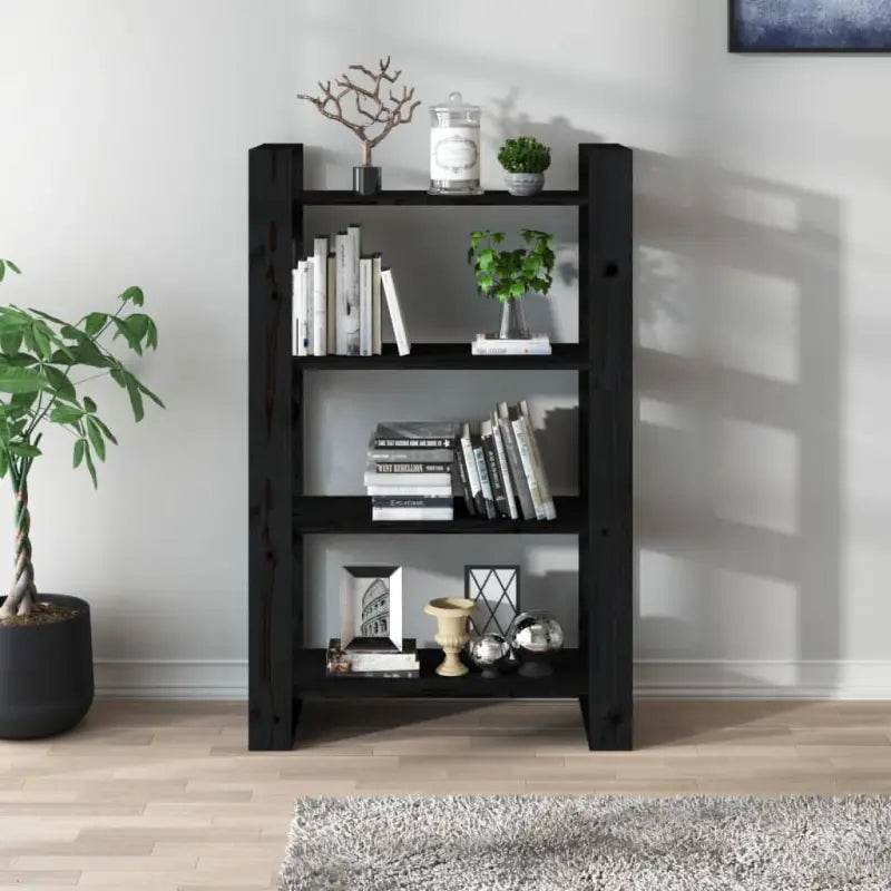 Boekenkast biedt stijlvolle opbergruimte in massief grenenhout - Zwart / 1 - Boekenkasten