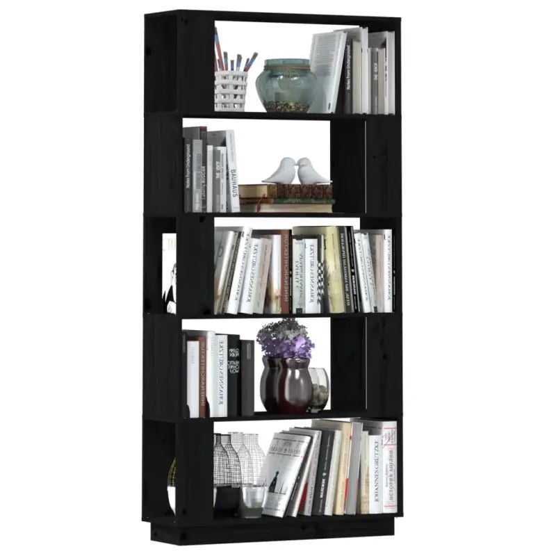 Boekenkast biedt veelzijdigheid in massief grenenhout voor je interieur - Zwart / 1 - Boekenkasten