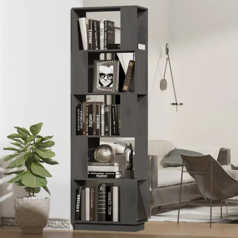 Boekenkast biedt veelzijdigheid in massief grenenhout voor je interieur - Grijs / 1 - Boekenkasten