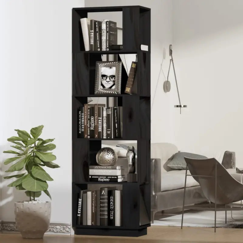 Boekenkast biedt veelzijdigheid in massief grenenhout voor je interieur - Zwart / 1 - Boekenkasten