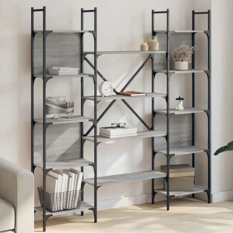 Boekenkast in Grijs Sonoma Eiken met Stevige Constructie - Grijs sonoma / 1 / 166.5 cm - Boekenkasten