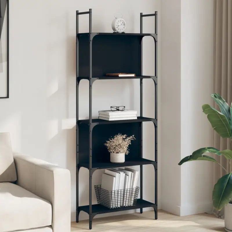 Boekenkast in Grijs Sonoma Eiken met Stevige Constructie - Zwart / 1 / 166.5 cm - Boekenkasten