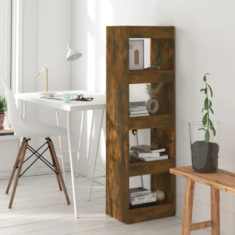 Boekenkast in Grijs Sonoma voor kamer splitsing of opbergruimte - Gerookt eiken / 1 - Boekenkasten