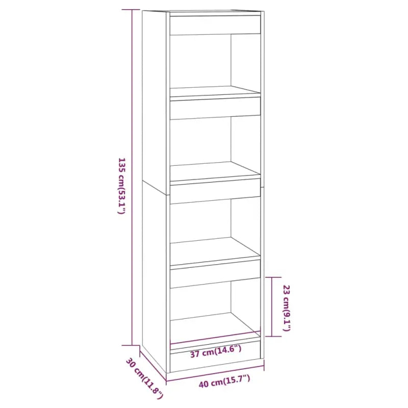 Boekenkast in Grijs Sonoma voor kamer splitsing of opbergruimte - Boekenkasten