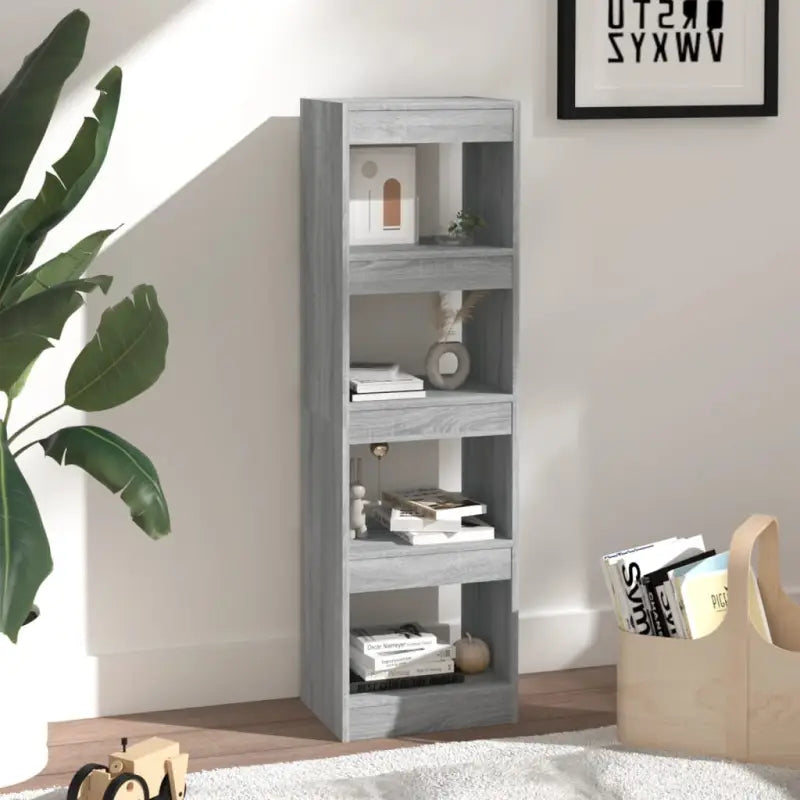 Boekenkast in Grijs Sonoma voor kamer splitsing of opbergruimte - Boekenkasten