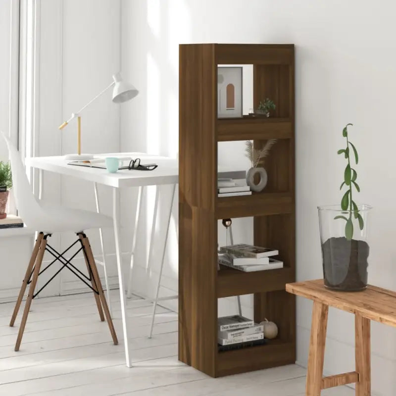 Boekenkast in Grijs Sonoma voor kamer splitsing of opbergruimte - bruin eikenkleur / 1 - Boekenkasten