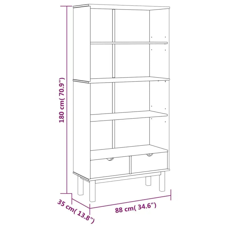 Boekenkast in Scandinavisch ontwerp van massief grenenhout - Bruin / 1 - Boekenkasten