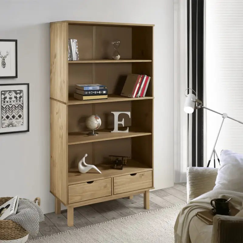 Boekenkast in Scandinavisch ontwerp van massief grenenhout - Bruin / 1 - Boekenkasten