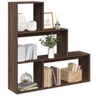 Boekenkast Kamerscherm met 3 lagen van bewerkt hout - bruin eikenkleur / 1 / 123 cm - Boekenkasten