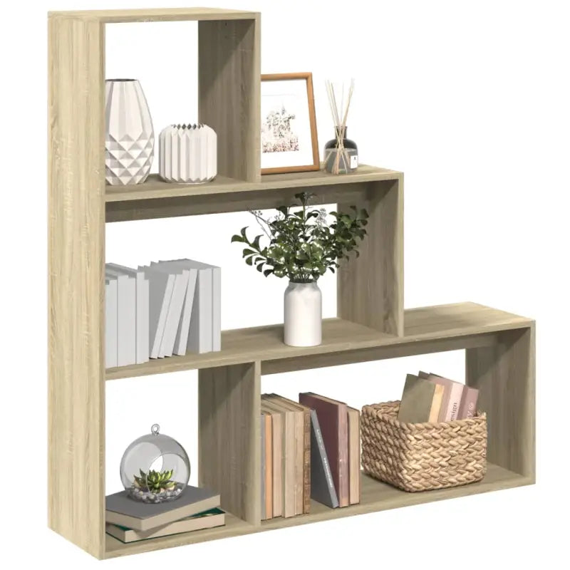 Boekenkast Kamerscherm met 3 lagen van bewerkt hout - Sonoma eiken / 1 / 123 cm - Boekenkasten