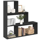 Boekenkast Kamerscherm met 3 lagen van bewerkt hout - Zwart / 1 / 123 cm - Boekenkasten