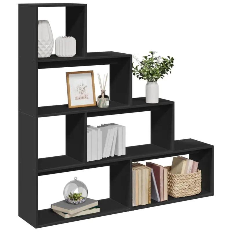 Boekenkast Kamerscherm met 3 lagen van bewerkt hout - Zwart / 1 / 143.5 cm - Boekenkasten