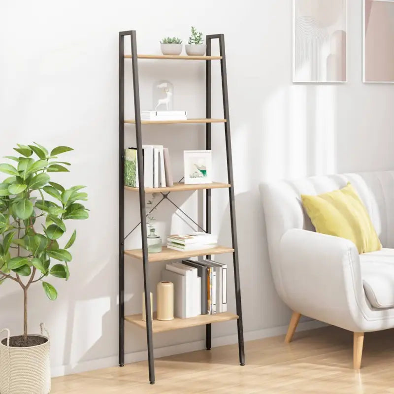Boekenkast met 5 stalen planken voor extra opslagruimte - Lichtbruin / 1 / 174 cm - Boekenkasten