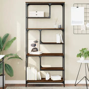 Boekenkast met bewerkt hout en metalen frame voor een stijlvolle inrichting - bruin eikenkleur / 1 - Boekenkasten