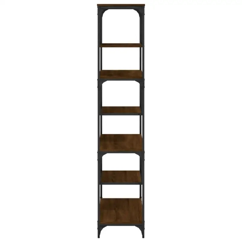 Boekenkast met bewerkt hout en metalen frame voor een stijlvolle inrichting - bruin eikenkleur / 1 - Boekenkasten