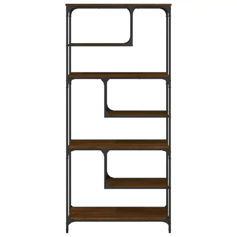 Boekenkast met bewerkt hout en metalen frame voor een stijlvolle inrichting - bruin eikenkleur / 1 - Boekenkasten