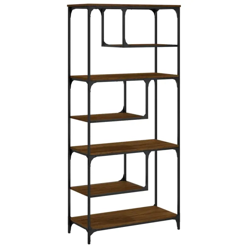 Boekenkast met bewerkt hout en metalen frame voor een stijlvolle inrichting - bruin eikenkleur / 1 - Boekenkasten