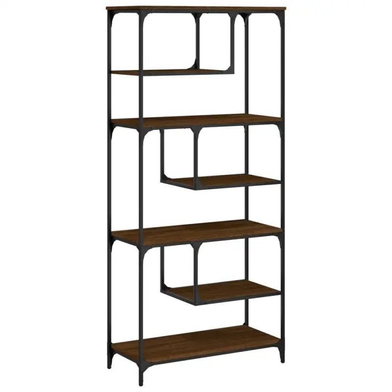 Boekenkast met bewerkt hout en metalen frame voor een stijlvolle inrichting - bruin eikenkleur / 1 - Boekenkasten