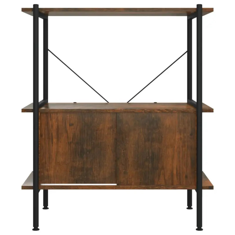 Boekenkast met bewerkt hout en stalen frame voor extra opbergruimte - Donkerbruin / 1 / 92 cm - Boekenkasten