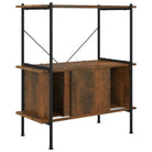 Boekenkast met bewerkt hout en stalen frame voor extra opbergruimte - Donkerbruin / 1 / 92 cm - Boekenkasten