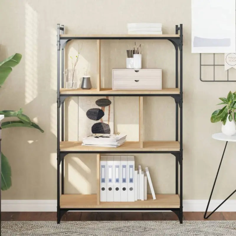 Boekenkast met bewerkt hout en verstelbare poten voor een stijlvol interieur - Sonoma eiken / 1 / 123 cm - Boekenkasten