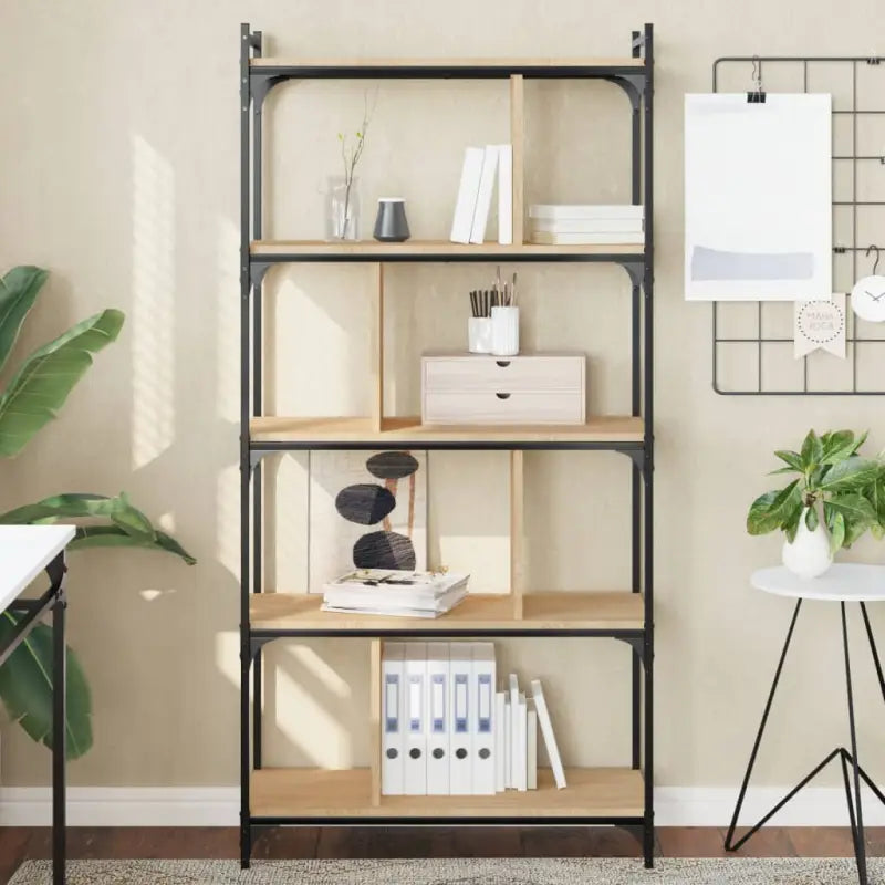 Boekenkast met bewerkt hout en verstelbare poten voor een stijlvol interieur - Sonoma eiken / 1 / 158 cm - Boekenkasten
