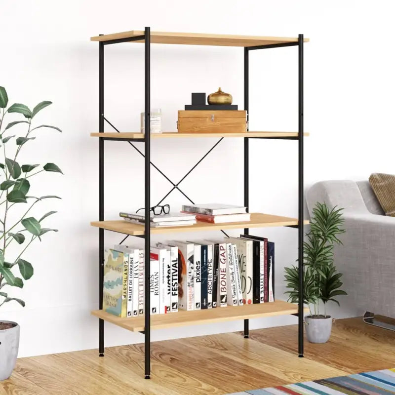 Boekenkast met bewerkt hout voor extra opbergruimte - Zwart en eiken / 1 / 130 cm - Boekenkasten