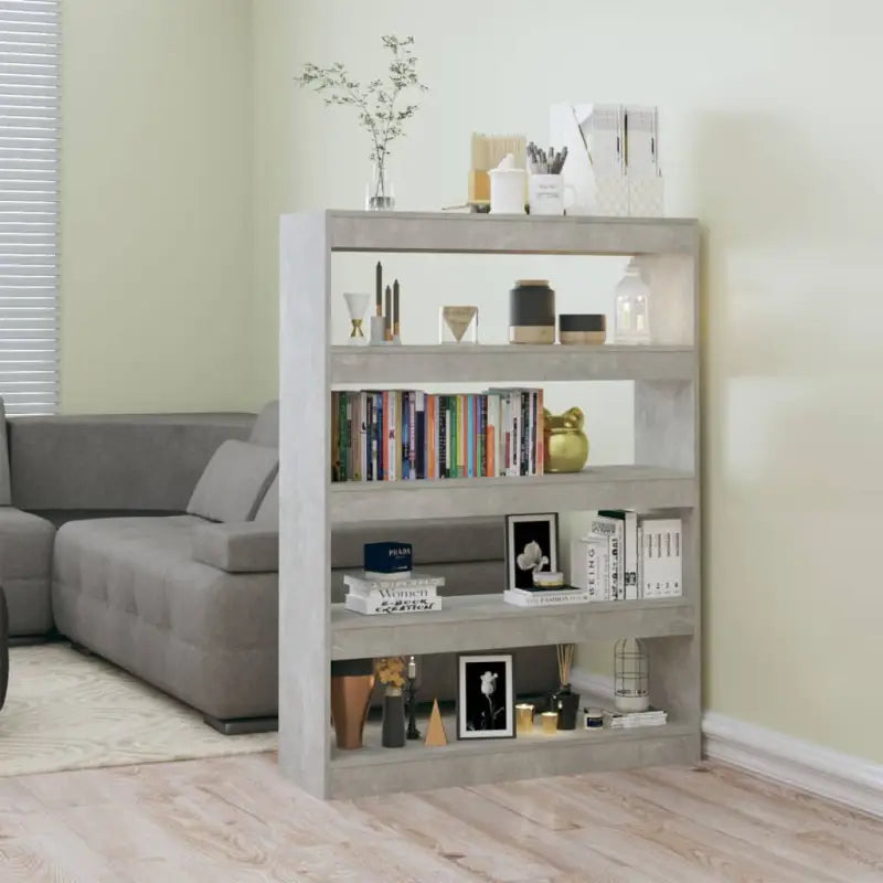 Boekenkast met Kamerscherm Gebruikt voor Een Strak en Klassiek Interieur - Betongrijs / 1 - Boekenkasten