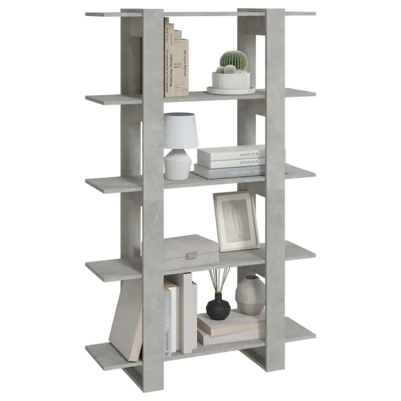Boekenkast met kamerscherm gebruikt voor een strak en klassiek interieur - Betongrijs / 1 - Boekenkasten