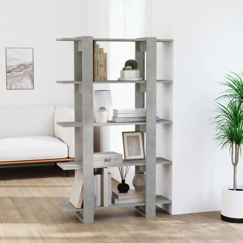 Boekenkast met kamerscherm gebruikt voor een strak en klassiek interieur - Betongrijs / 1 - Boekenkasten