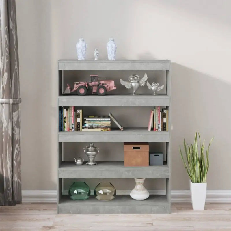 Boekenkast met Kamerscherm Gebruikt voor Een Strak en Klassiek Interieur - Betongrijs / 1 - Boekenkasten