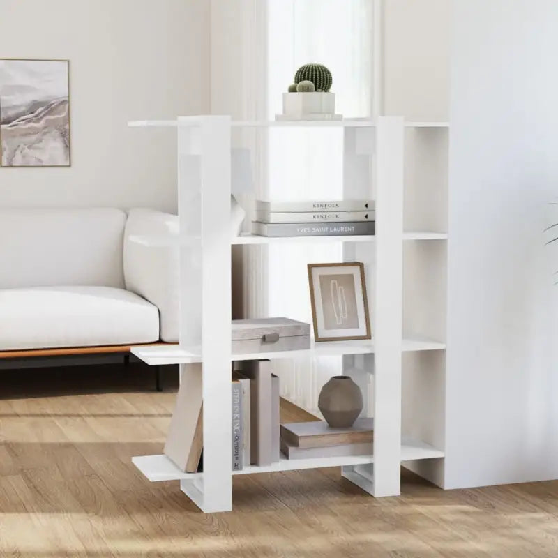 Boekenkast met kamerscherm gebruikt voor een strak en klassiek interieur - Hoogglans wit / 1 - Boekenkasten