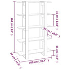 Boekenkast met kamerscherm gebruikt voor een strak en klassiek interieur - Betongrijs / 1 - Boekenkasten