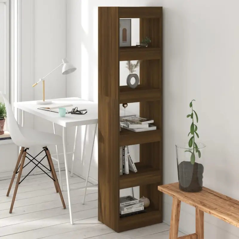 Boekenkast met kamerscherm gebruikt voor stijl en opbergruimte - bruin eikenkleur / 1 - Boekenkasten