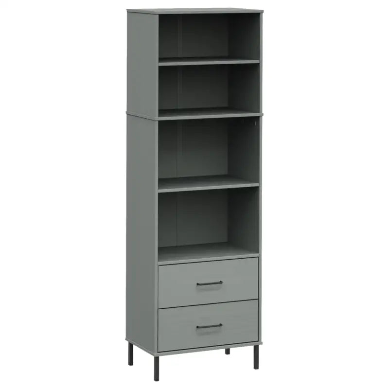 Boekenkast met massief grenenhout en metalen poten voor een rustieke uitstraling - Grijs / 1 - Boekenkasten