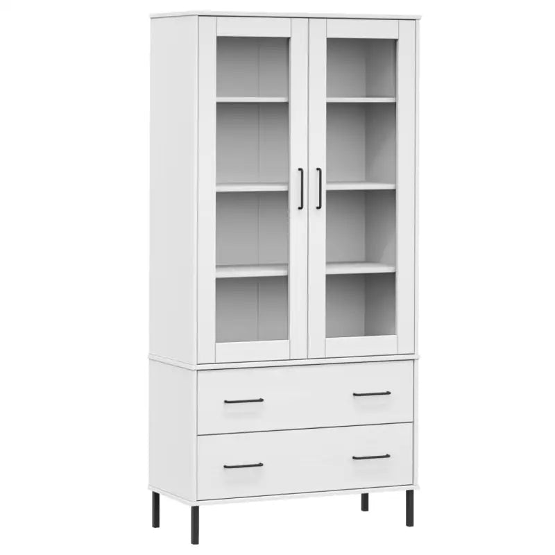 Boekenkast met massief grenenhout en metalen poten voor rustiek interieur - Wit / 1 - Boekenkasten