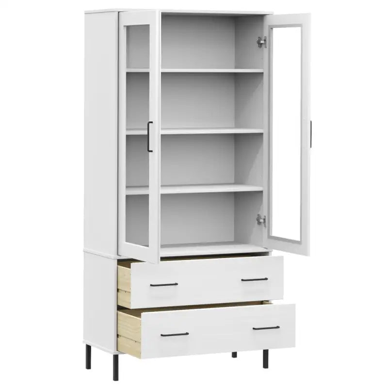 Boekenkast met massief grenenhout en metalen poten voor rustiek interieur - Wit / 1 - Boekenkasten