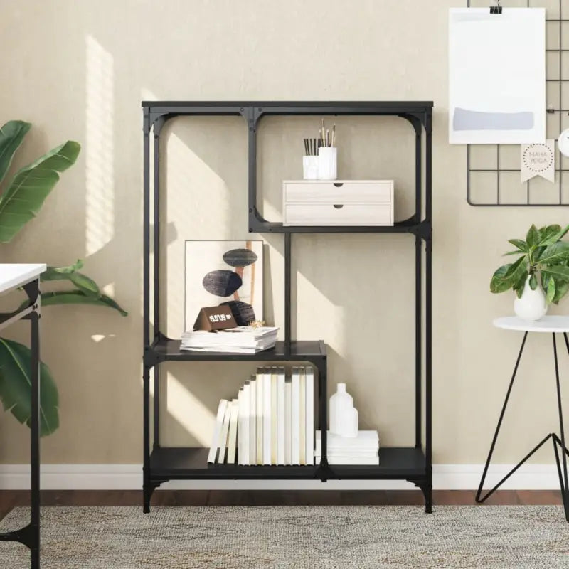 Boekenkast met verstelbare poten van bewerkt hout voor extra opbergruimte - Zwart / 81 x 36 x 115 cm / 1 - Boekenkasten