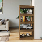 Boekenkast van bewerkt gerookt eiken hout voor kamerscherm gebruikt - bruin eikenkleur / 1 - Boekenkasten