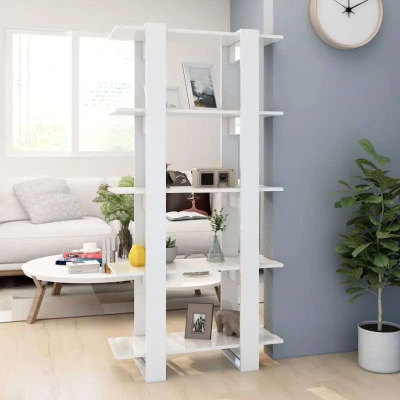 Boekenkast van bewerkt hout geschikt als kamerscherm gebruikt - Hoogglans wit / 1 - Boekenkasten