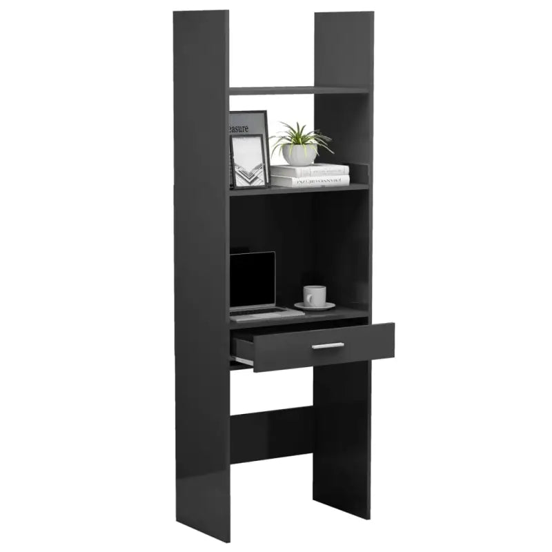 Boekenkast van bewerkt hout in hoogglans grijs voor een moderne uitstraling - Hoogglans grijs / 1 - Boekenkasten