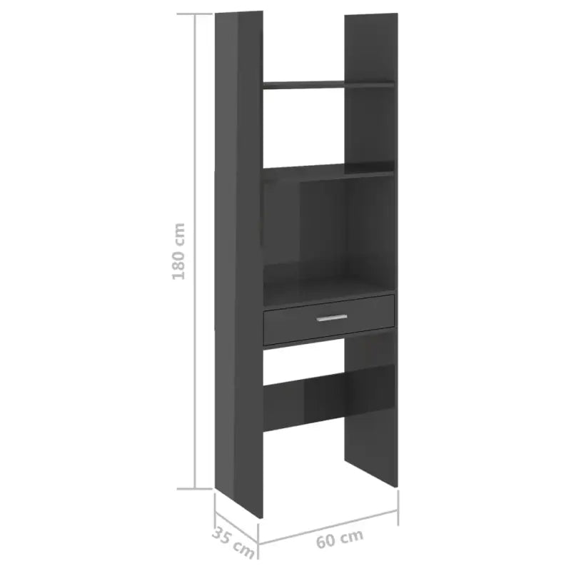 Boekenkast van bewerkt hout in hoogglans grijs voor een moderne uitstraling - Hoogglans grijs / 1 - Boekenkasten