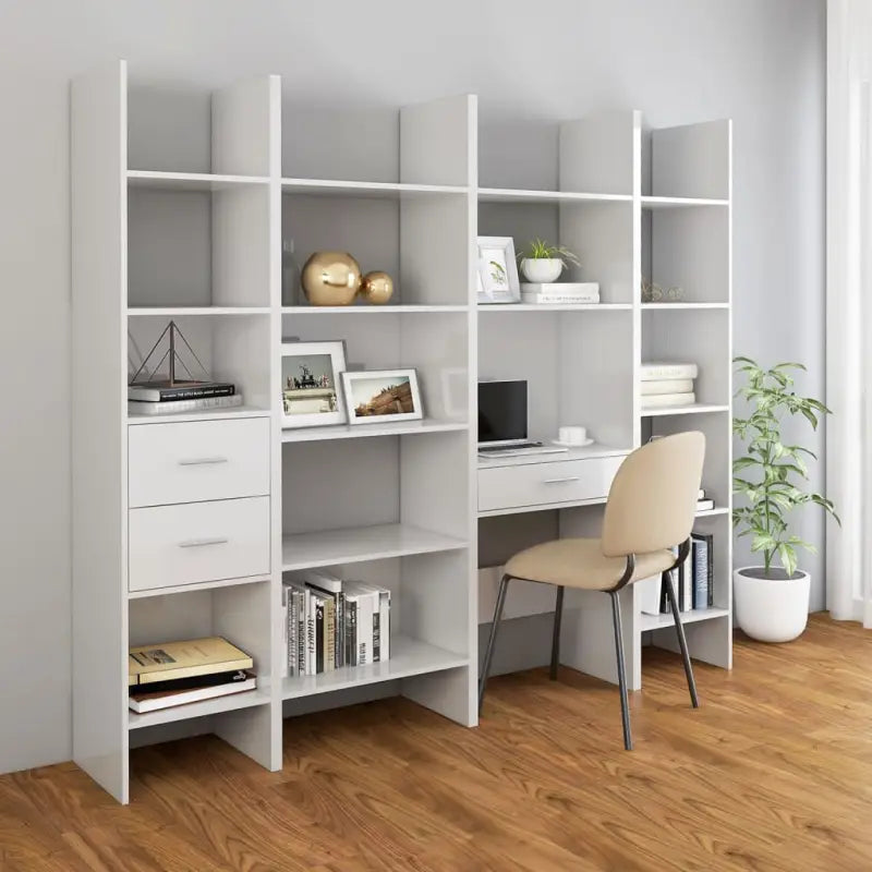 Boekenkast van bewerkt hout in hoogglans wit voor een moderne look - Hoogglans wit / 1 - Boekenkasten