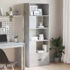 Boekenkast van bewerkt hout met duurzame opbergruimte voor thuis of kantoor - Betongrijs / 1 / 70 cm - Boekenkasten
