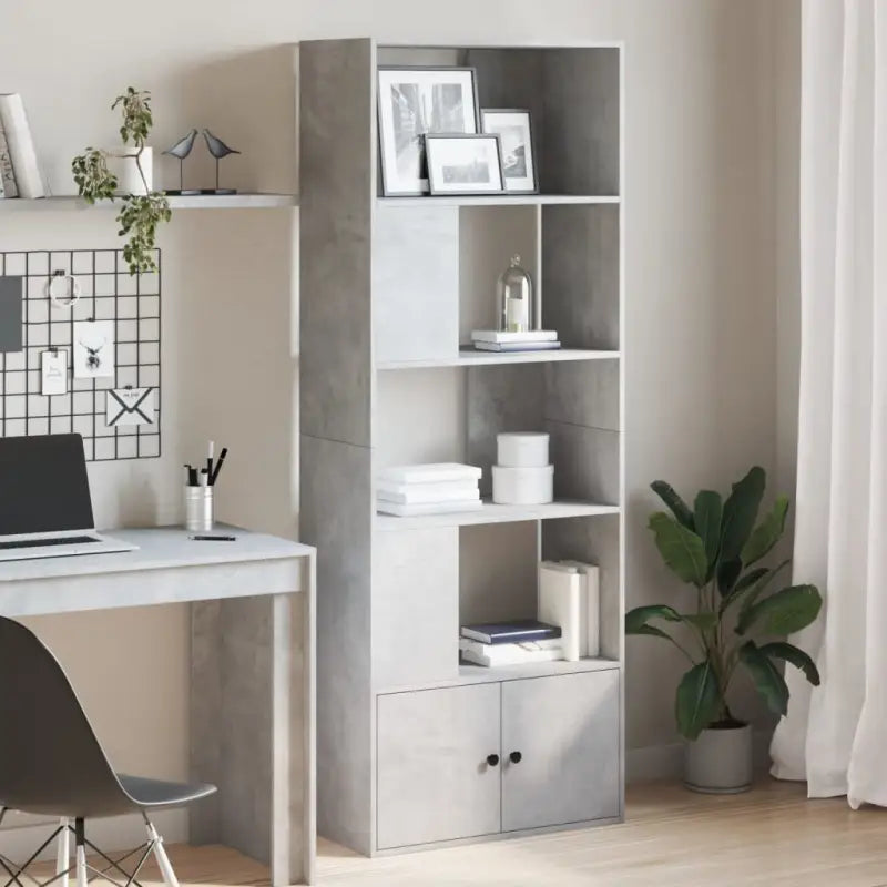 Boekenkast van bewerkt hout met duurzame opbergruimte voor thuis of kantoor - Betongrijs / 1 / 70 cm - Boekenkasten