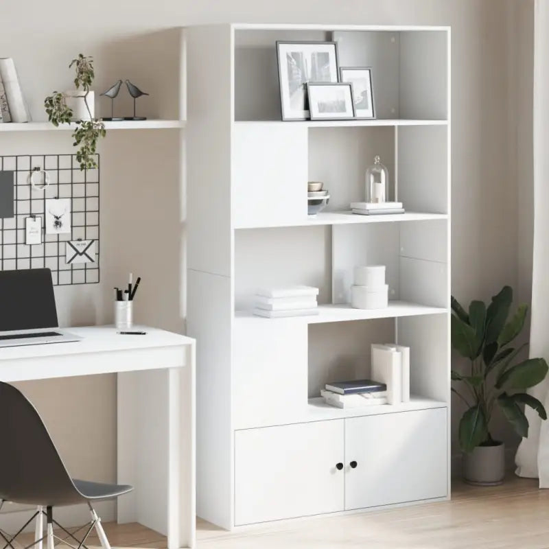 Boekenkast van bewerkt hout met duurzame opbergruimte voor thuis of kantoor - Wit / 1 / 100 cm - Boekenkasten